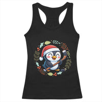 Cute Penguin Playing Ice Hockey Racerback Tank Top Funny Christmas Gift - Wonder Print Shop