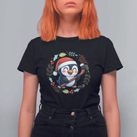 Cute Penguin Playing Ice Hockey T Shirt For Women Funny Christmas Gift - Wonder Print Shop