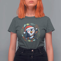 Cute Penguin Playing Ice Hockey T Shirt For Women Funny Christmas Gift - Wonder Print Shop