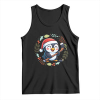 Cute Penguin Playing Ice Hockey Tank Top Funny Christmas Gift - Wonder Print Shop