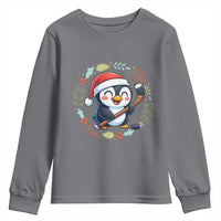 Cute Penguin Playing Ice Hockey Youth Sweatshirt Funny Christmas Gift - Wonder Print Shop