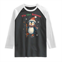 Cute Penguin Tis The Season Raglan Shirt Funny Christmas Gift For Holiday Fans - Wonder Print Shop