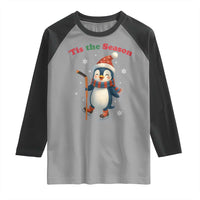 Cute Penguin Tis The Season Raglan Shirt Funny Christmas Gift For Holiday Fans - Wonder Print Shop