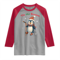 Cute Penguin Tis The Season Raglan Shirt Funny Christmas Gift For Holiday Fans - Wonder Print Shop