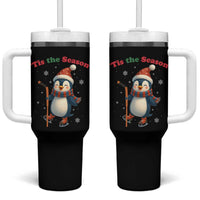 Cute Penguin Tis The Season Tumbler With Handle Funny Christmas Gift For Holiday Fans - Wonder Print Shop
