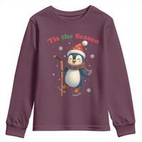 Cute Penguin Tis The Season Youth Sweatshirt Funny Christmas Gift For Holiday Fans - Wonder Print Shop