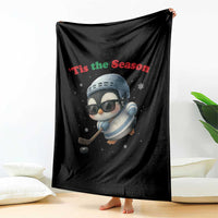 Penguin On Ice Tis The Season Throw Blanket Funny Christmas Gift - Wonder Print Shop