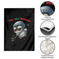 Penguin On Ice Tis The Season Garden Flag Funny Christmas Gift - Wonder Print Shop
