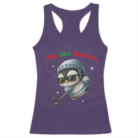 Penguin On Ice Tis The Season Racerback Tank Top Funny Christmas Gift - Wonder Print Shop
