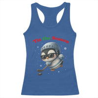 Penguin On Ice Tis The Season Racerback Tank Top Funny Christmas Gift - Wonder Print Shop