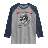 Penguin On Ice Tis The Season Raglan Shirt Funny Christmas Gift - Wonder Print Shop