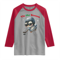 Penguin On Ice Tis The Season Raglan Shirt Funny Christmas Gift - Wonder Print Shop