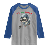 Penguin On Ice Tis The Season Raglan Shirt Funny Christmas Gift - Wonder Print Shop