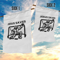 Funny Religious Ice Hockey Goalie Gift Garden Flag Jesus Saves - Wonder Print Shop