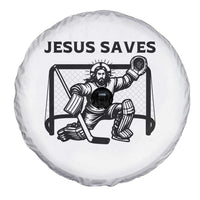 Funny Religious Ice Hockey Goalie Gift Spare Tire Cover Jesus Saves - Wonder Print Shop