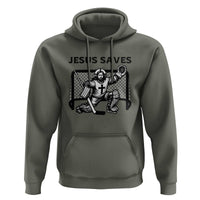 Funny Religious Ice Hockey Goalie Gift Hoodie Jesus Saves - Wonder Print Shop
