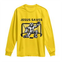 Funny Religious Ice Hockey Goalie Gift Long Sleeve Shirt Jesus Saves - Wonder Print Shop