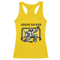 Funny Religious Ice Hockey Goalie Gift Racerback Tank Top Jesus Saves - Wonder Print Shop