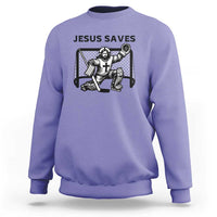 Funny Religious Ice Hockey Goalie Gift Sweatshirt Jesus Saves - Wonder Print Shop