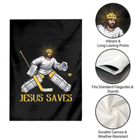Jesus Saves Garden Flag Funny Christian Ice Hockey Goalie Gift - Wonder Print Shop