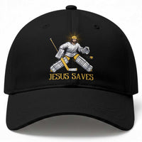 Jesus Saves Baseball Cap Funny Christian Ice Hockey Goalie Gift