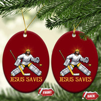 Jesus Saves Ceramic Ornament Funny Christian Ice Hockey Goalie Gift - Wonder Print Shop