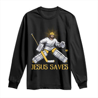 Jesus Saves Long Sleeve Shirt Funny Christian Ice Hockey Goalie Gift - Wonder Print Shop
