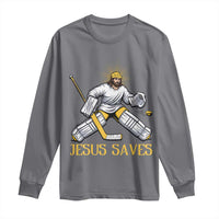 Jesus Saves Long Sleeve Shirt Funny Christian Ice Hockey Goalie Gift - Wonder Print Shop