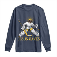 Jesus Saves Long Sleeve Shirt Funny Christian Ice Hockey Goalie Gift - Wonder Print Shop