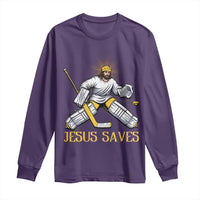 Jesus Saves Long Sleeve Shirt Funny Christian Ice Hockey Goalie Gift - Wonder Print Shop