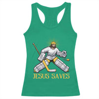 Jesus Saves Racerback Tank Top Funny Christian Ice Hockey Goalie Gift - Wonder Print Shop