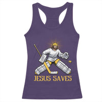 Jesus Saves Racerback Tank Top Funny Christian Ice Hockey Goalie Gift - Wonder Print Shop