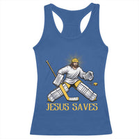 Jesus Saves Racerback Tank Top Funny Christian Ice Hockey Goalie Gift - Wonder Print Shop