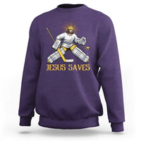 Jesus Saves Sweatshirt Funny Christian Ice Hockey Goalie Gift - Wonder Print Shop