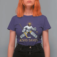 Jesus Saves T Shirt For Women Funny Christian Ice Hockey Goalie Gift - Wonder Print Shop