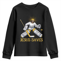 Jesus Saves Youth Sweatshirt Funny Christian Ice Hockey Goalie Gift - Wonder Print Shop