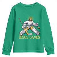 Jesus Saves Youth Sweatshirt Funny Christian Ice Hockey Goalie Gift - Wonder Print Shop