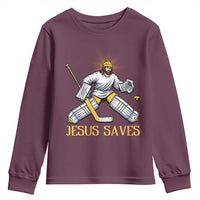 Jesus Saves Youth Sweatshirt Funny Christian Ice Hockey Goalie Gift - Wonder Print Shop
