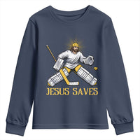 Jesus Saves Youth Sweatshirt Funny Christian Ice Hockey Goalie Gift - Wonder Print Shop