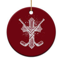 Faith Family Hockey Cross Ceramic Ornament Religious Ice Hockey Lover Gift - Wonder Print Shop