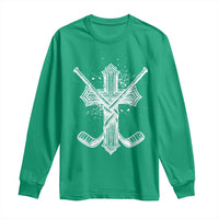 Faith Family Hockey Cross Long Sleeve Shirt Religious Ice Hockey Lover Gift - Wonder Print Shop