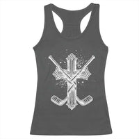 Faith Family Hockey Cross Racerback Tank Top Religious Ice Hockey Lover Gift - Wonder Print Shop