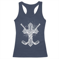Faith Family Hockey Cross Racerback Tank Top Religious Ice Hockey Lover Gift - Wonder Print Shop