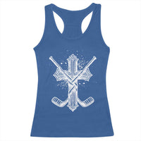 Faith Family Hockey Cross Racerback Tank Top Religious Ice Hockey Lover Gift - Wonder Print Shop