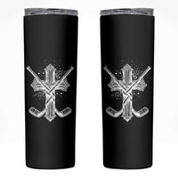 Faith Family Hockey Cross Skinny Tumbler Religious Ice Hockey Lover Gift - Wonder Print Shop