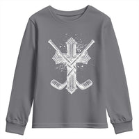 Faith Family Hockey Cross Youth Sweatshirt Religious Ice Hockey Lover Gift - Wonder Print Shop