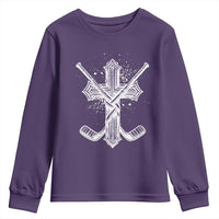 Faith Family Hockey Cross Youth Sweatshirt Religious Ice Hockey Lover Gift - Wonder Print Shop