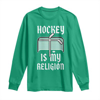 Hockey Is My Religion Long Sleeve Shirt Funny Christian Goalie Gift - Wonder Print Shop