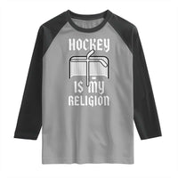 Hockey Is My Religion Raglan Shirt Funny Christian Goalie Gift - Wonder Print Shop
