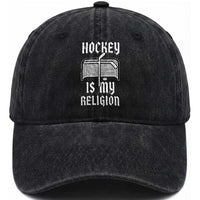 Hockey Is My Religion Washed Cotton Baseball Cap Funny Christian Goalie Gift